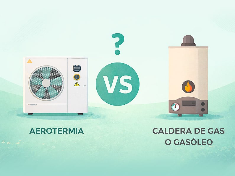 Aerotermia vs caldera de gas o gasóleo para cambio de sistema de calefacción