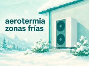 Aerotermia funcionando en una vivienda de zonas frías con nieve, etc...