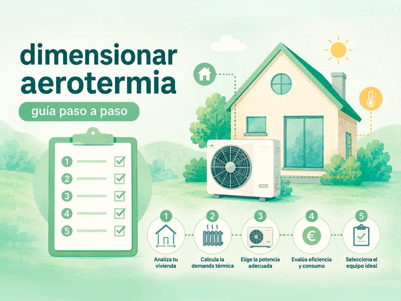 Guía visual para dimensionar una aerotermia en una vivienda eficiente