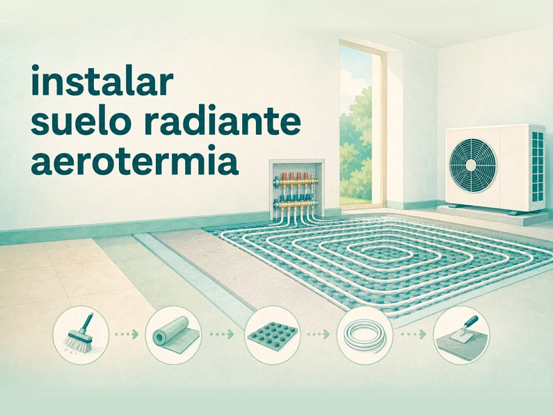 Instalación de suelo radiante con aerotermia en vivienda