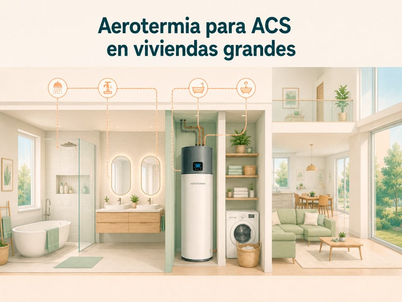 Sistema de aerotermia para producción de ACS en una vivienda grande