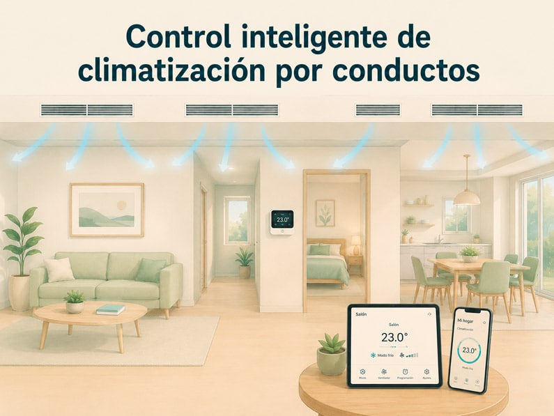 Control inteligente de climatización por conductos mediante termostato y dispositivos móviles