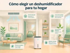Deshumidificador doméstico instalado en el salón de una vivienda