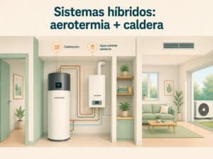 Sistema híbrido de aerotermia y caldera instalado en una vivienda