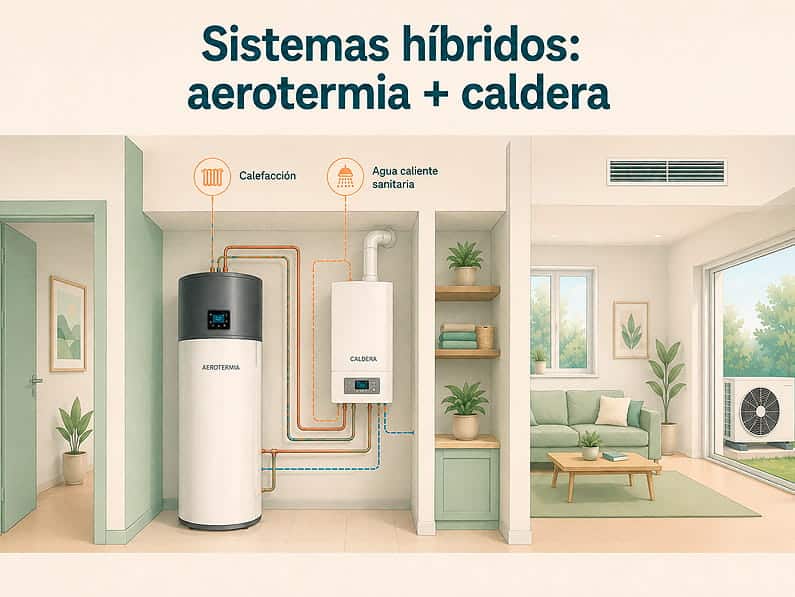 Sistema híbrido de aerotermia y caldera instalado en una vivienda